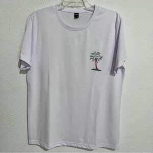 Miami Beach Club White Graphic Palm Tree T-Shirt Large